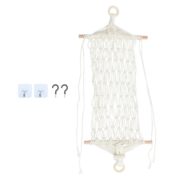 Masteelf 1 Set Vegetable and Fruit Storage Hammock with Iron and Wood for Homeowners