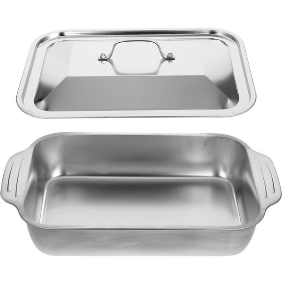 unbranded 1 Set of Roasting Pan with Lid Stainless Steel for Special Occasions