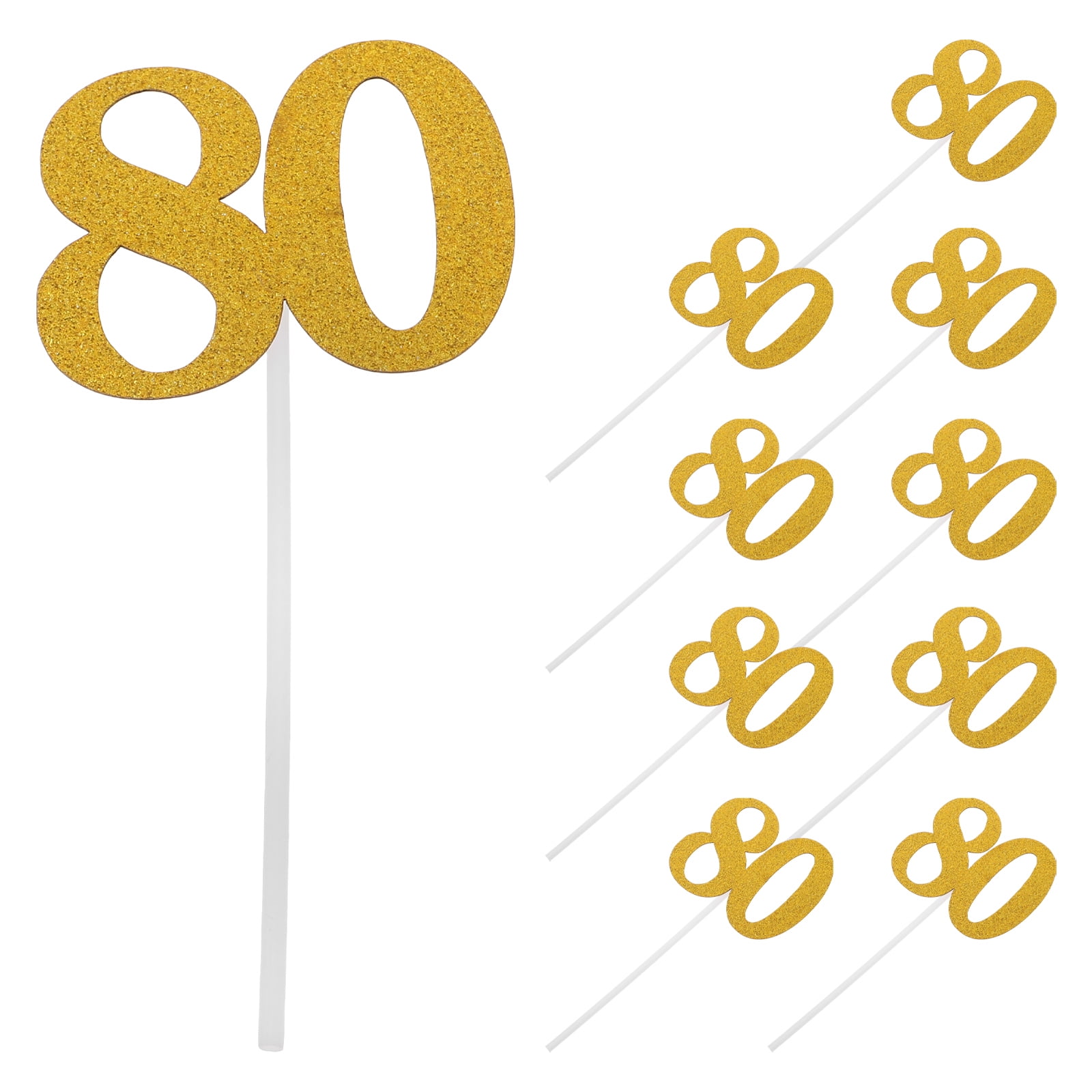 Worgeous Golden 80th Birthday Cake Topper Design Versatile Decor for Celebration Size 10Pcs