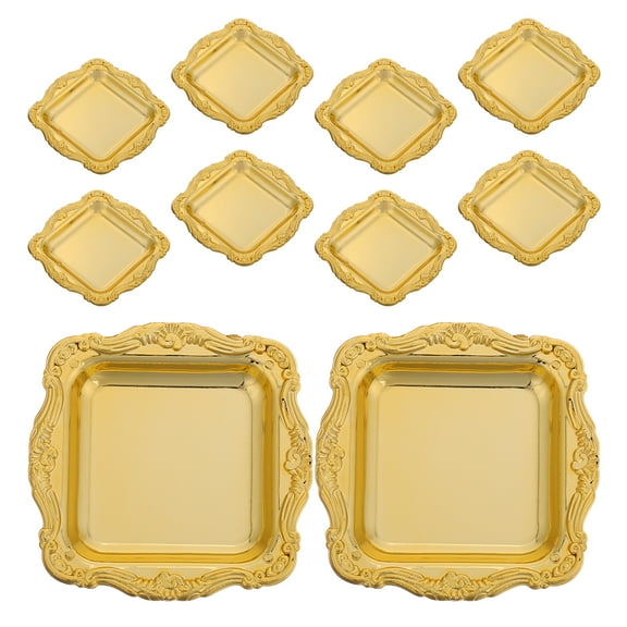 unbranded 10 Pcs Cookie Trays for Parties Food Dining Square Plate Fancy Stickers Golden