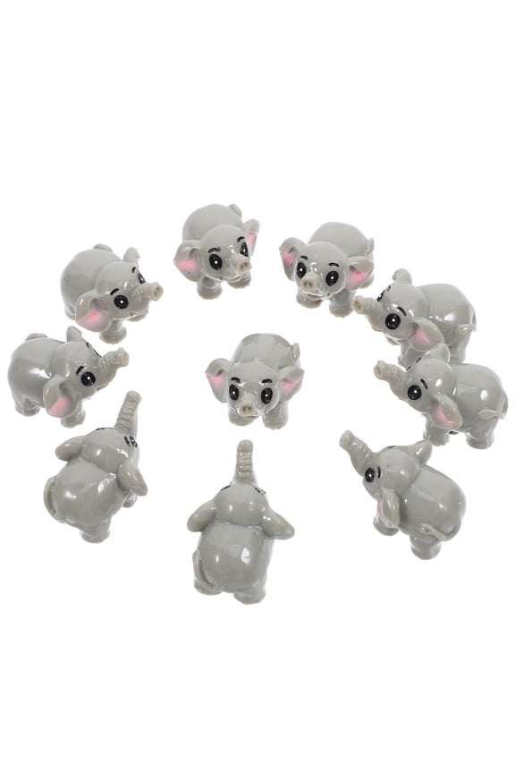 10 Pcs Elephant Shape Resin Ornament Adorable Figurine Planter Toy