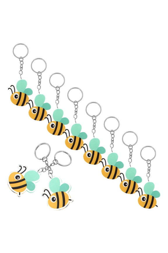 10 Pcs Lumbar Animal Key Bee Keychain 4.50X4.20X0.20CM Yellow