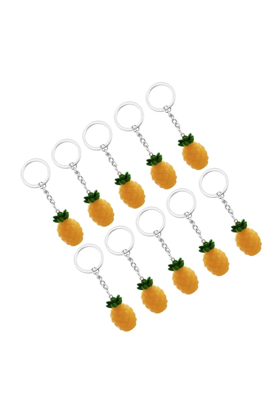 10 Pcs Pineapple Keyring Charms Fruit Keychain 10.00X2.00X2.00CM Yellow