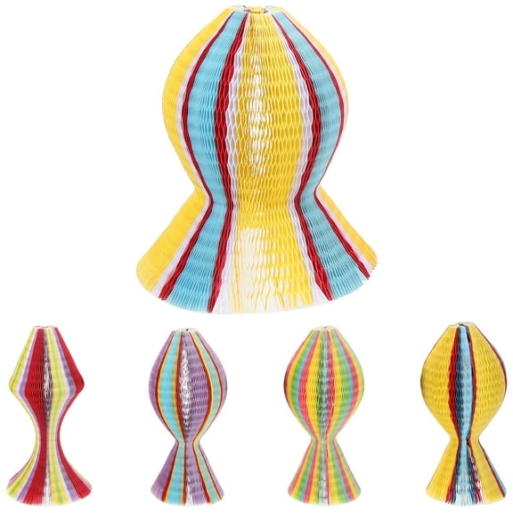 unbranded 10 Pcs Rainbow Color Honeycomb Paper Origami Sun Hats Folding Vase Hat Party Favors DIY Caps Type)