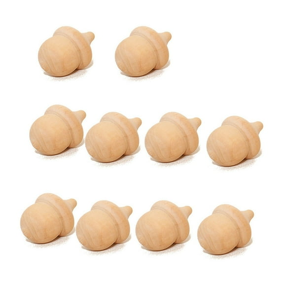 unbranded 10 Pcs Wooden Acorns Dolls Heads for Craft Stroller