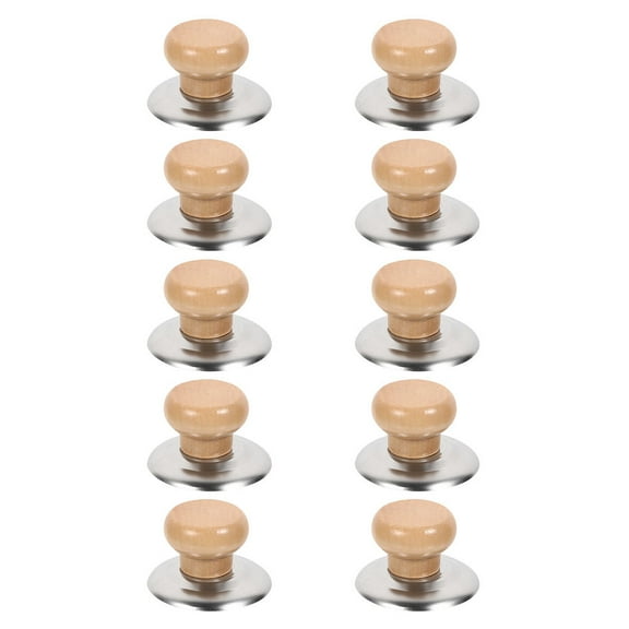 WHAMVOX 10 Sets Heat Resistant Ergonomic Wooden Stainless Steel Cookware Lid Knobs for Pots and Pans Kitchen Use
