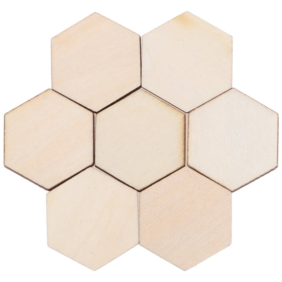 unbranded 100 PC Wooden Hexagon Shapes Area Rug DIY Ornaments Child Size 7