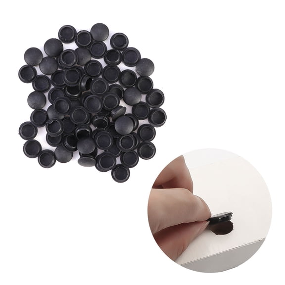unbranded 100 PCS 10mm Cabinet Hinge Screw Covers Hinge Decorative Covers for Drawer Window Cabinet Door - Straight (Black)