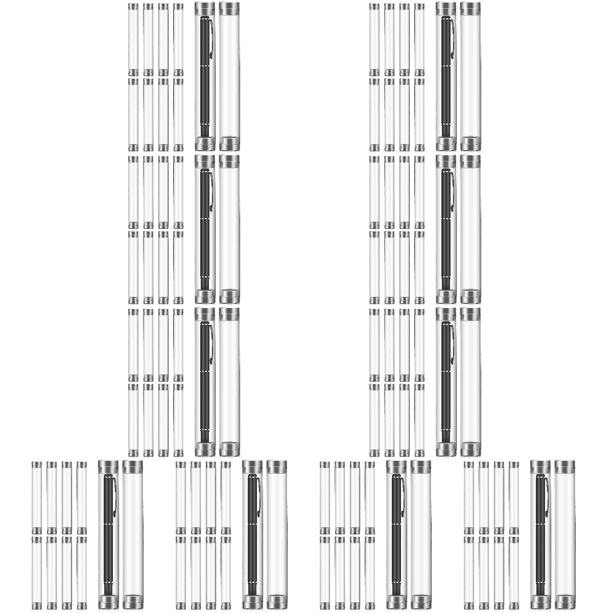 8-Pack Transparent Acrylic Pen Display Cases - Single Slot Clear Box For Ballpoint Pens, Refills, School Supplies