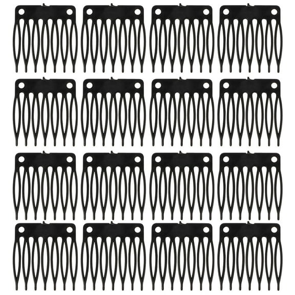unbranded 100 Pcs Buns Grip 7-Tooth Mesh Cap Comb Wig Net Clip Miss 3.6x3.2cm Black