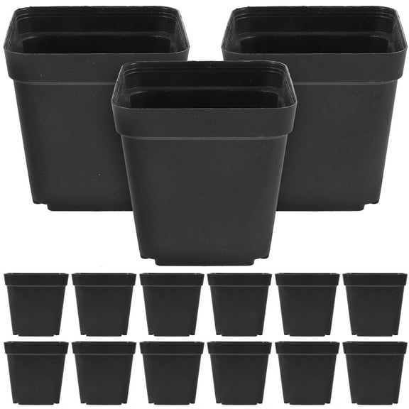 unbranded 100 Pcs Planting Pots Square Plant Pot 100pcs Black