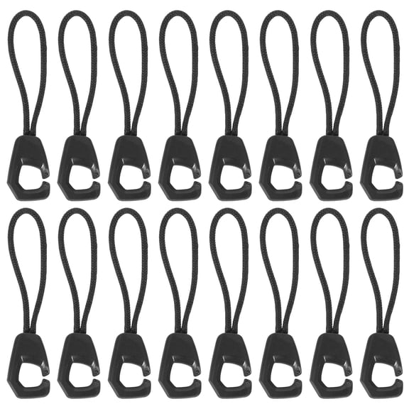 Worgeous Black PVC Zipper Cord Extender for Bags Jackets 100 Pieces Lightweight Durable Small Size