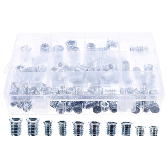 jojofuny Silver Threaded Wood Inserts Assortment for Home Projects Easy to Use 100Pcs