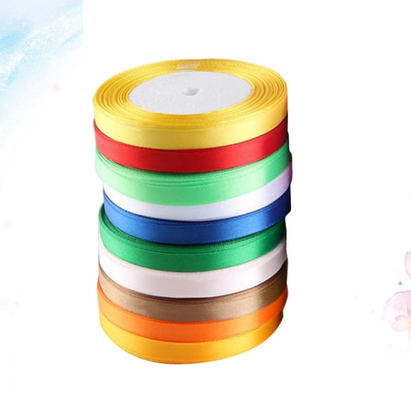 TEHAUX 10 Pcs Silk Satin Ribbons Assorted Colors for Wrapping, Crafts, Birthday Decorations, Projects