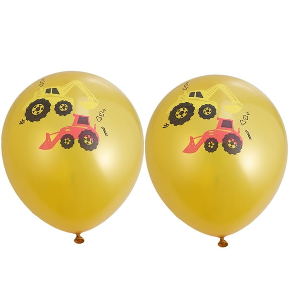 WHAMVOX 10pcs 12 Inches Excavator Construction Vehicle Printing Balloons Set Birthday Party Supplies Latex Balloons Party Decoration Without Ribbon(Golden)