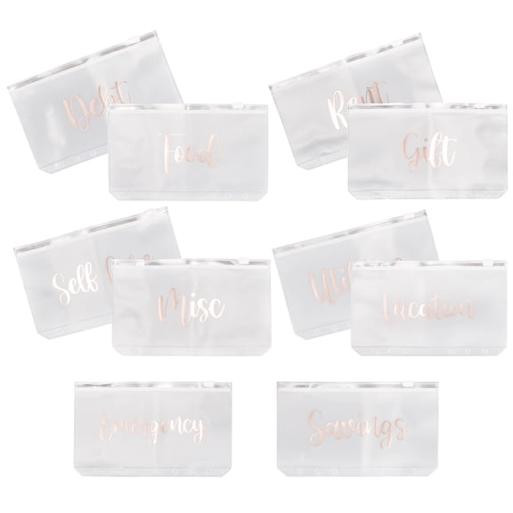 GOOHOCHY 10Pcs Rectangular PVC Binder Pockets for File Organization and Storage