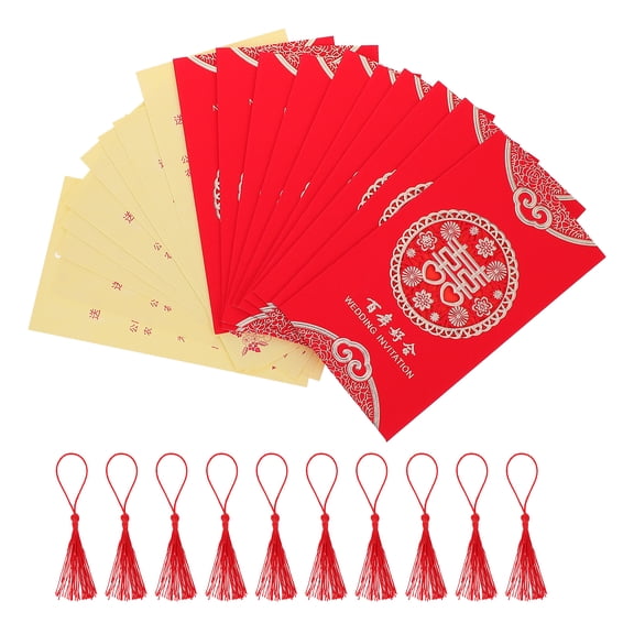 LITINKIMI 10Pcs Romantic Wedding Invitation Cards in Chinese Style for Wedding Party Decoration