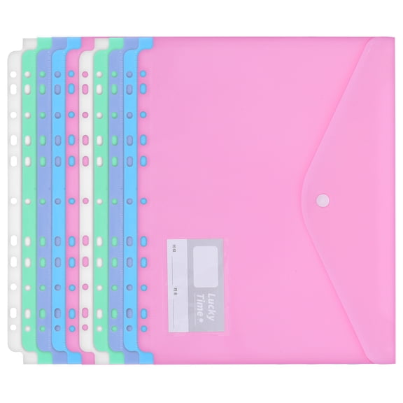 OFFIGAM 10 Pcs Multi Color PP Document Organizer Bags Plastic Envelopes for Office School Travel Supplies Large Capacity Waterproof