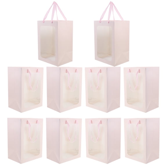 FONDOTIN Stylish Pink Paper Flower Bags with Handle for Weddings and Parties