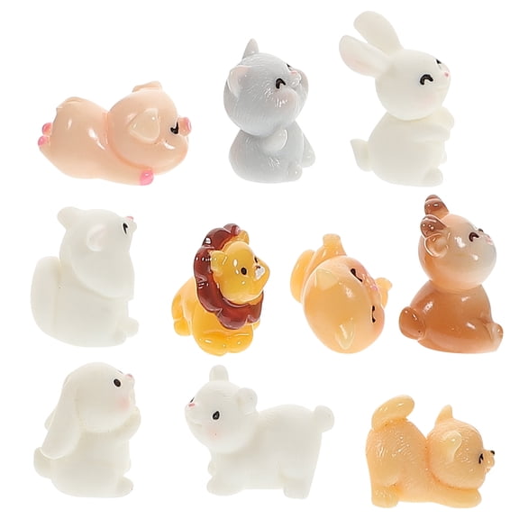 LITINKIMI 11Pc Assorted Color Resin Animal Figurines Small Adorable Statues for Desktop Decor