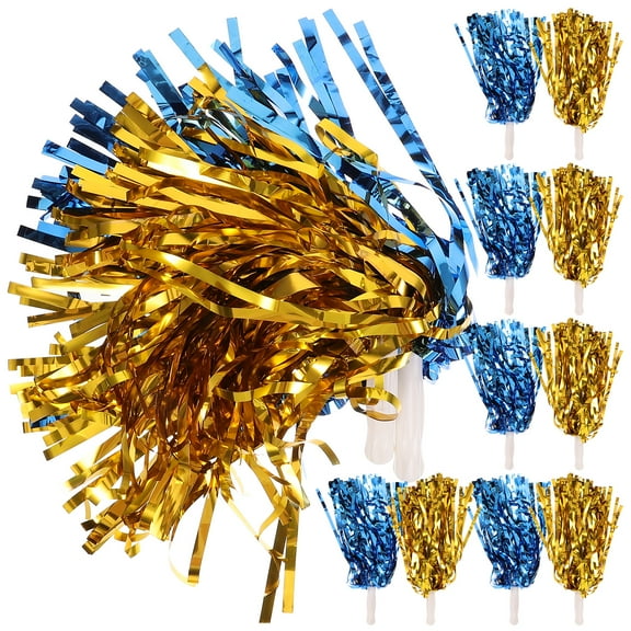 unbranded 12 Pcs Cheerleading Party Gold Blue Cheering Props Squad Pompoms