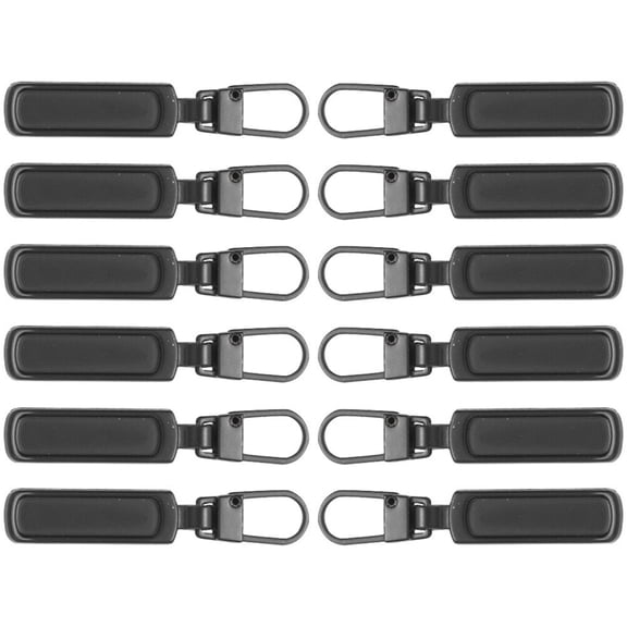 unbranded 12 Pcs Locks Puller Detachable Zipper Pull Garment Zipper 4.7X0.8X0.2CM Black