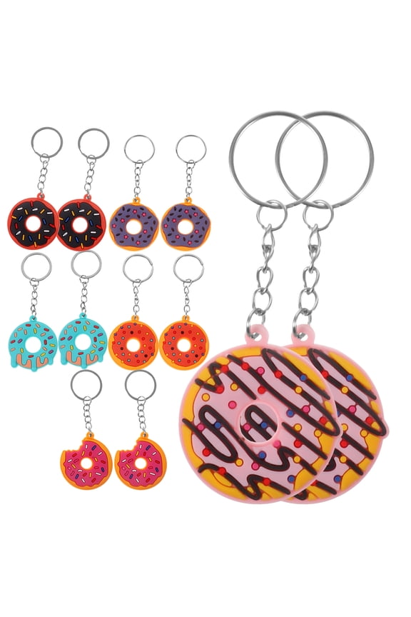 12 Pcs Mini Donut Statue Keychain Pvc Soft Pendant Decoration 12pcs