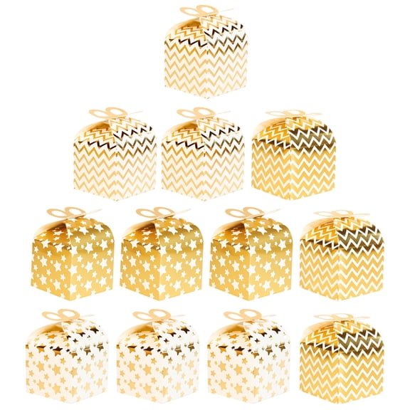 ROMANSENTIAL 12Pcs Golden Candy Containers Decorative Boxes for Wedding Favor and Jewelry Organization