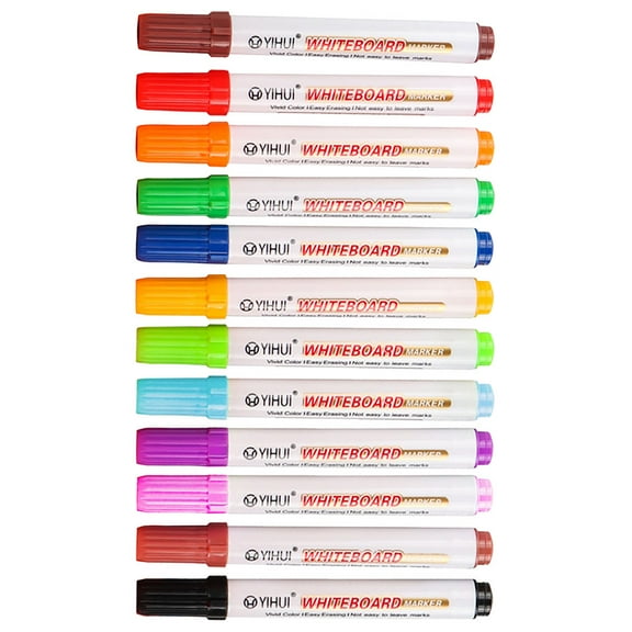 unbranded 12 pcs Watercolor Pens Erasable And Washable Portable Whiteboard Dry Erase Pens Writing Tools For Classroom And Office Use