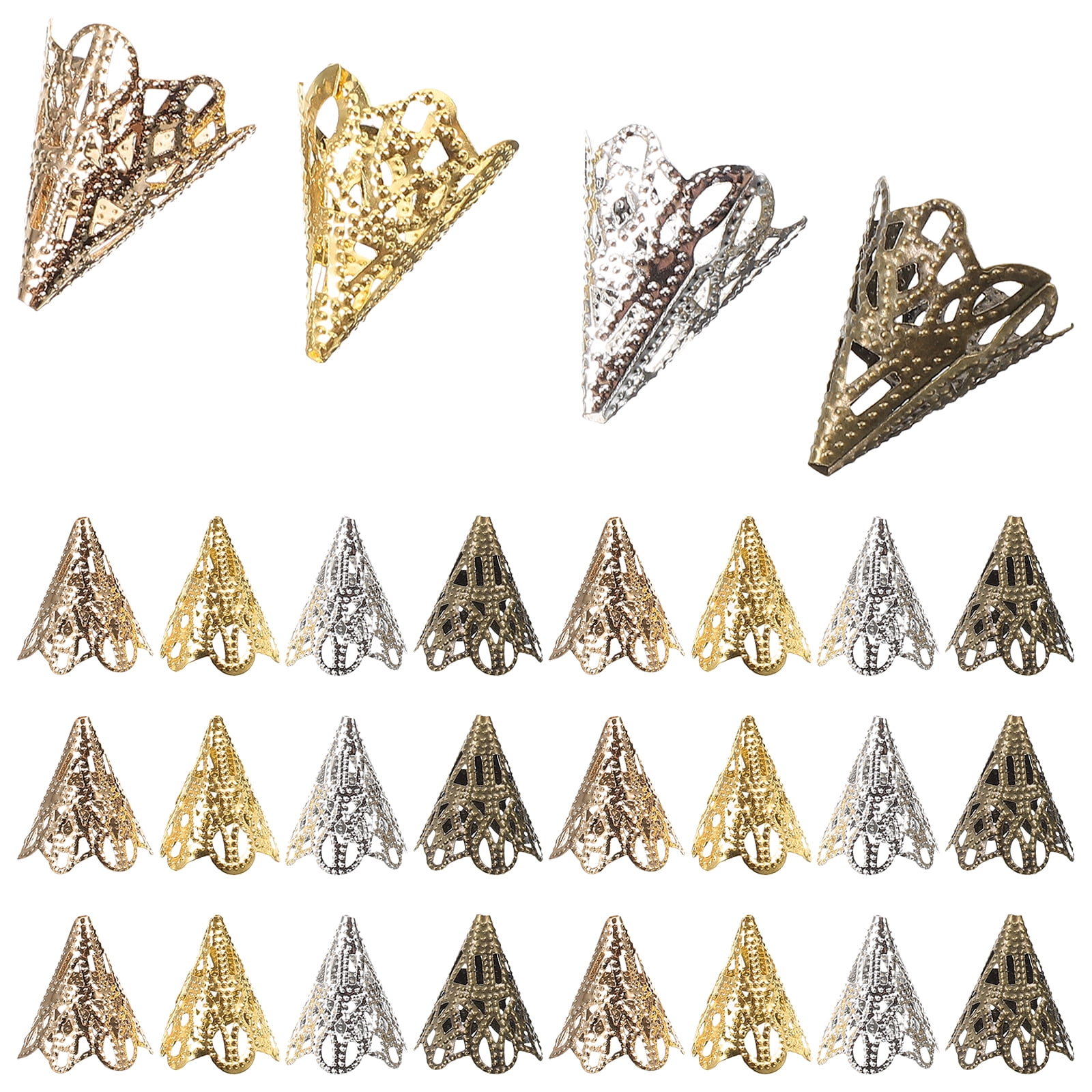 OUNONA 120pcs Flower Metal Bead Caps Bead End Caps for DIY Jewelry Supplies