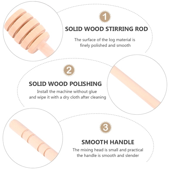 unbranded 12Pcs 15cm Wooden Stick Honey Stirring Stick Spoon Rod for Coffee