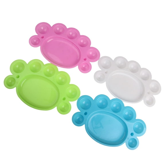 unbranded 12Pcs Footprint Shape Plastic DIY Art Paint Drawing Tray Oil Water Colour Painting Pallet(Pink White Green and Blue)