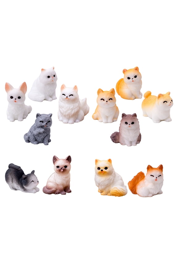 12 Pcs Mini Cat Figures Miniatures Figurines Micro Landscape