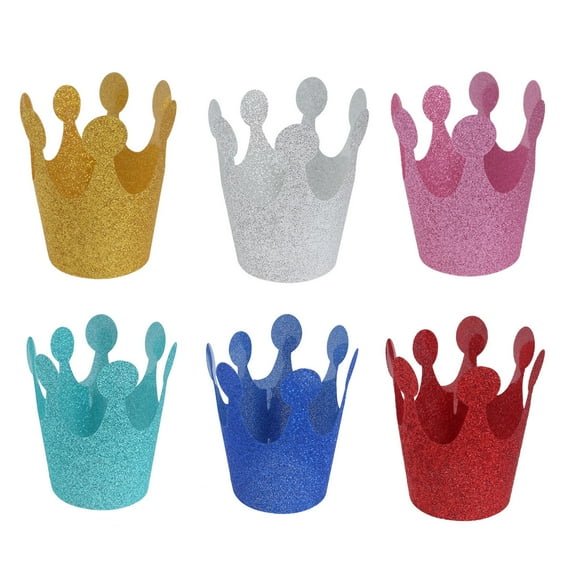 unbranded 12pcs Birthday Party Glitter Hats Birthday Crown Hats Party Decoration Crowns Supplies for Kids Adults (Golden)