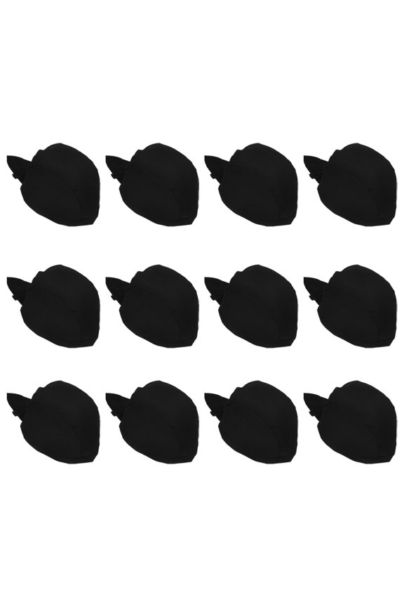 12Pcs Black Kitchen Caps Comfortable Washable Cook Hats for Professional Chefs