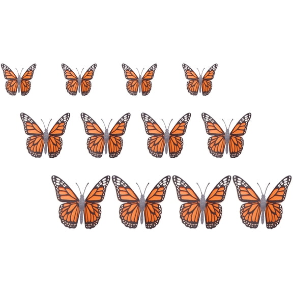 Chic 3D Paper Butterflies Wall Stickers Removable Decorative Orange for Home BedroomDecoration 12pcs