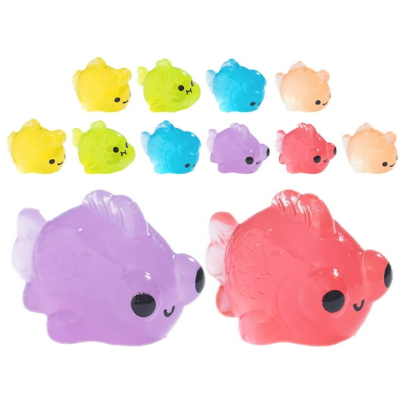 unbranded 12pcs Mini Goldfish Ocean Resin Animals Tiny Sea Animals Figurines Dollhouse Marine Miniature Glowing Plastic Aquarium Ornaments Decorations For Diy Fish Tank