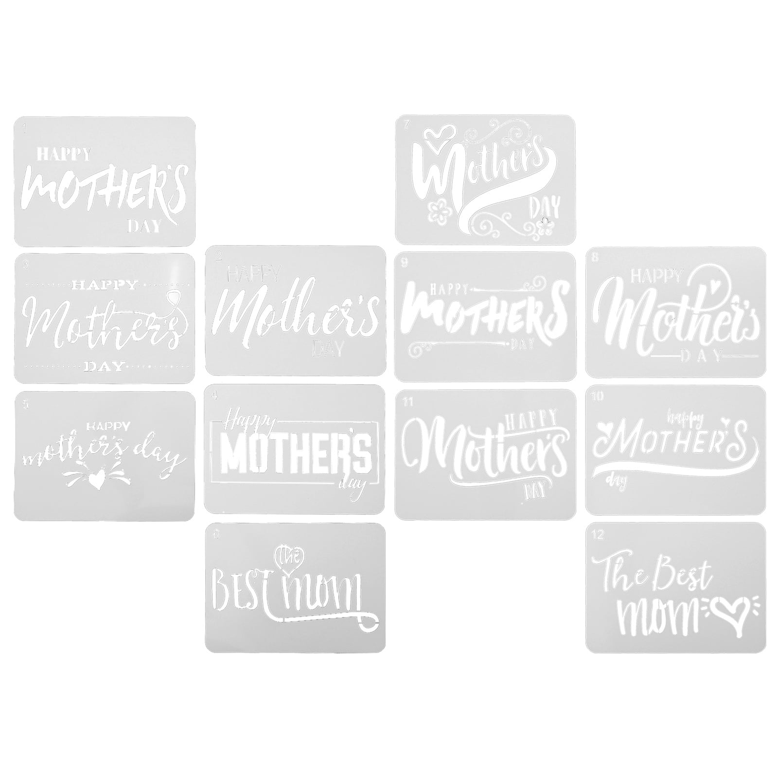 LITINKIMI Hollow Out Stencils Crafts Reusable White 12Pcs For Children Parents Diy Graffiti