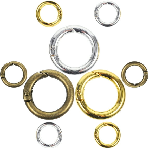 15 Pcs Sprung Colored Round Rings Practical Spring Buckle Keyrings Bulk Round Spring Ring Keychain Spring Hook