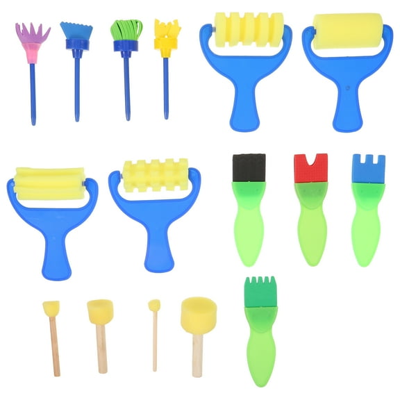 unbranded 16 Pcs Foam Sponge Brushes Daubers Painting Roller Sponges Child