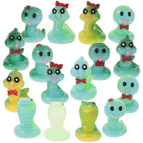 KHBUAB Small Snake Animal Statues Resin Multi 16Pcs