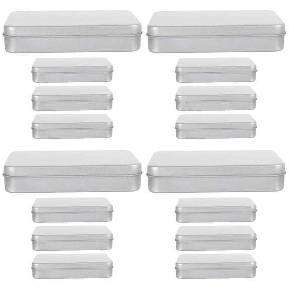 unbranded 16 Pcs Small Tin Box Metal Tins Container Rectangular Tins Box Portable Box Containers