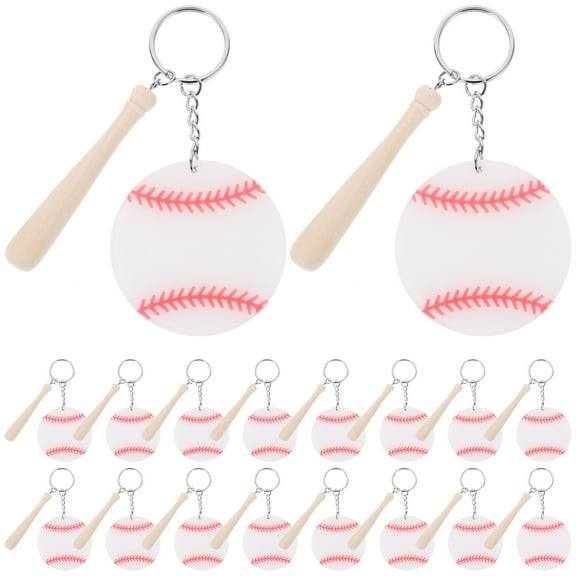 KHBUAB Durable Baseball Bat Pendant Keychain for Families Stylish White Acrylic and Wood Design 2.5 Inches