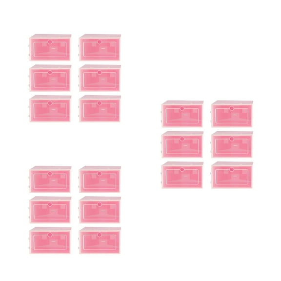 unbranded 18 pcs Transparent Shoe Box Stackable Foldable Storage Shoe Box Clear Shoe Boxes Proof Shoes Boxes for Home Room Sneakers High Heels Slippers