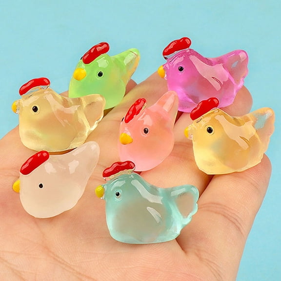 TEHAUX 18-Piece Mini Resin Chicken Figurines Set in Assorted Colors, Collectible Tiny Animal Statues for Home Decor