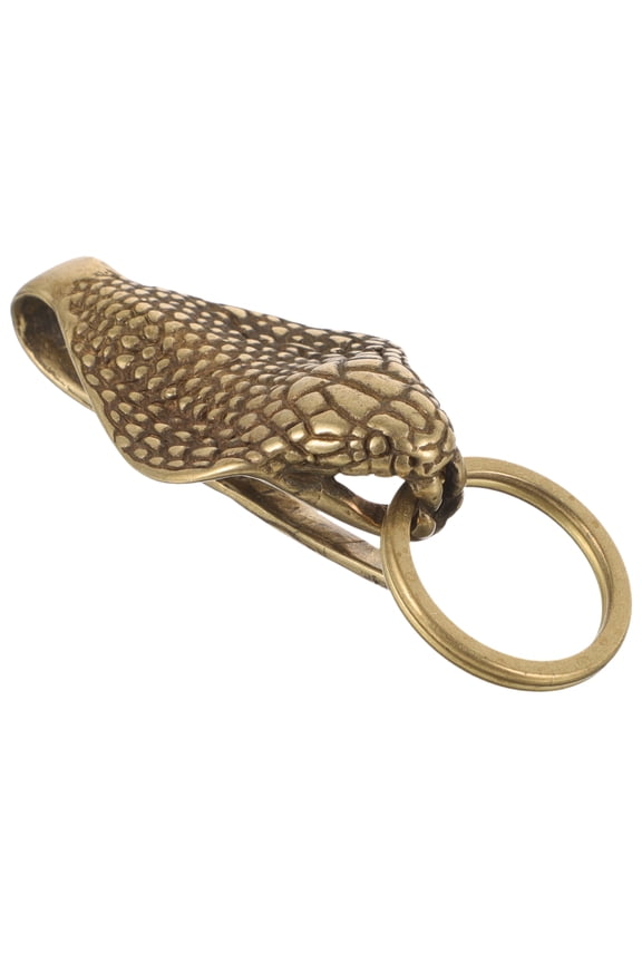 Back to School Key Hook Decor Keychain Snake Pendant Brass Golden 1Pack