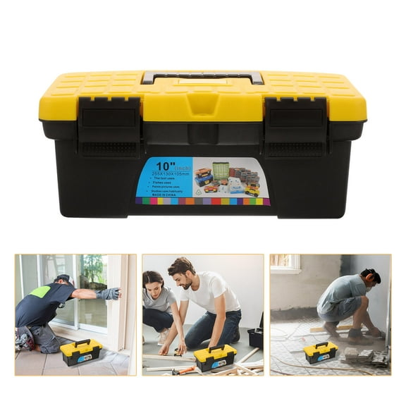 TEHAUX Heavy Duty Large Capacity Plastic Tool Box in Black, Portable Storage Organizer for Tools and Equipment