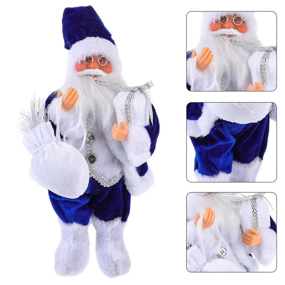 HOOWIFFY Christmas Santa Claus Statue Standing Posture Tabletop Ornament for Holiday Home Decoration