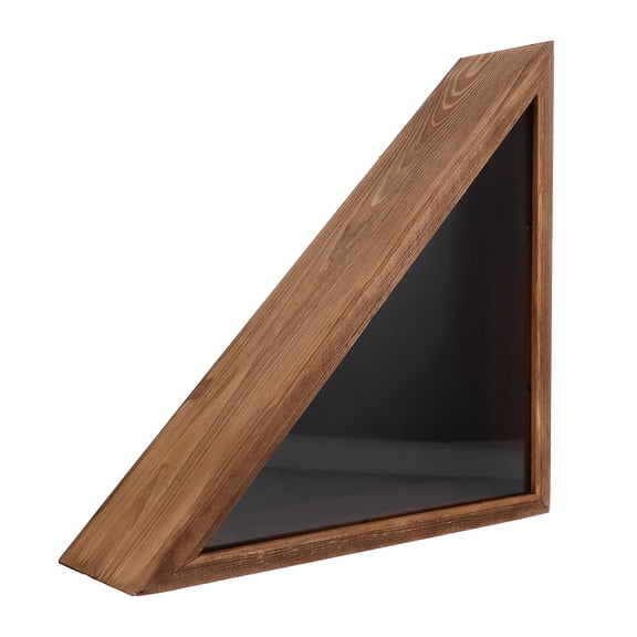 TEHAUX Brown Wooden Flag Display Case with Protective Cover for Burial, Memorial, and Keepsake Flags