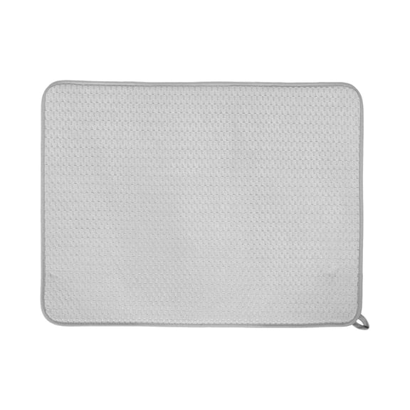 TEHAUX Nonslip Grey Ultrafine Fiber Drying Mat for Kitchenware, Dishes, Vegetables, and Glassware, Absorbent and